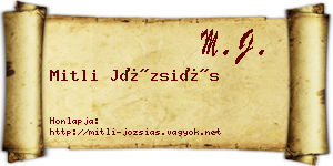Mitli Józsiás névjegykártya
